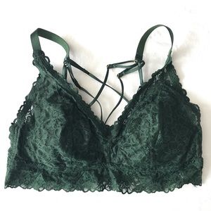 Aerie Green Lace Bralette with removable pad, size XL